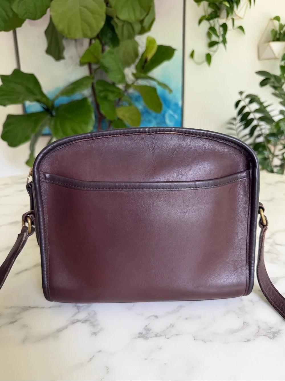 Coach Vintage Metropolis Zip Crossbody Bag 9087 Mahogany Leather 90's w/ Key Fob - Picture 2 of 16